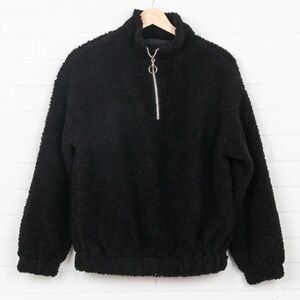 Teddy Half Zip Jacket BLACK